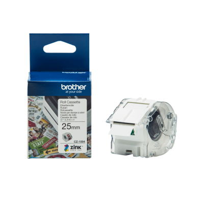 Brother CZ-1004 Orjinal Renkli Etiket Rulosu 25mm x 5m - VC-500W - BROTHER
