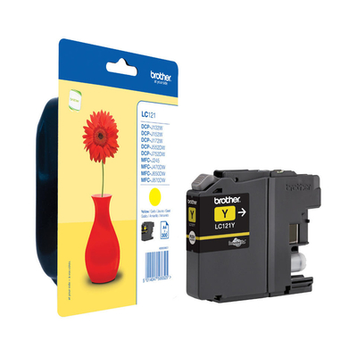 Brother LC-121Y Yellow Original Cartridge - DCP-J132W / DCP-J152W - BROTHER