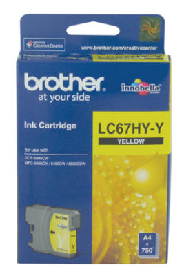 Brother LC67HY-Y High Capacity Yellow Original Cartridge - DCP585 / DCP6690CW - BROTHER