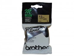 Brother M-831 Altın Üzerine Siyah P-Touch Etiket 12mm - PT-55 / PT-60 / PT-80 (T6249) - BROTHER