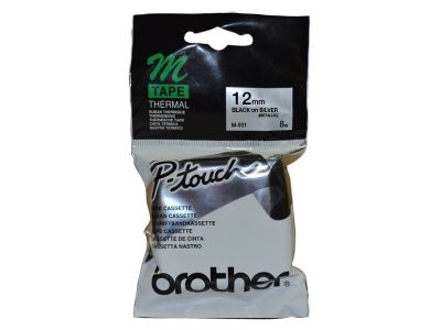 Brother M-931 Gümüş Üzerine Siyah P-Touch Etiket 12mm - PT-55 / PT-60 / PT-80 (T6251)