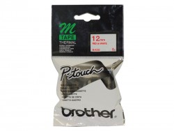 BROTHER - Brother M-K232 Beyaz Üzerine Kırmızı P-Touch Etiket 12mm - PT-55 / PT-60 / PT-80 (T6224)