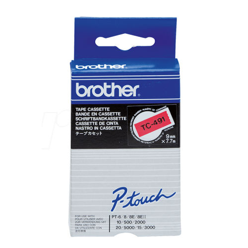 Brother TC-491 Kırmızı Orjinal Şerit - PT-15 / PT-20 (T7530) - 1