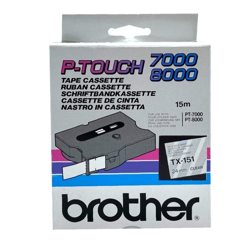 Brother TX-151 Black On Clear Original Ribbon - 24mm x 15m