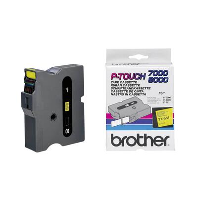 Brother TX-651 Black On Yellow Original Label Ribbon - 24mm x 15m - BROTHER