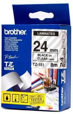  Brother TZ-151 Black On Clear Label Ribbon - PTD600 - BROTHER