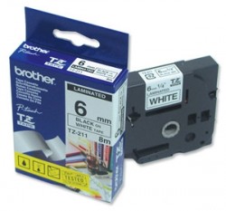 Brother TZ-211 6mm Black On White Label Ribbon - PT 1280 - BROTHER