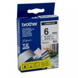 BROTHER - Brother TZ-221 9mm Siyah Üzerine Beyaz Etiket Şeridi - PT 1280