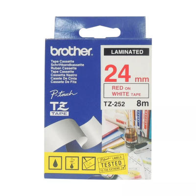 Brother TZ-252 (24MM) Kırmızı Lamine Etiket (T7970) - BROTHER