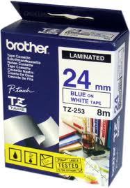 Brother TZ-253 (24MM) Beyaz Üzerine Mavi Etiket (T6399)