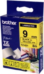 Brother TZ-621 9mm Black On Yellow Label Ribbon - PT-1280/ PT-1830 - BROTHER