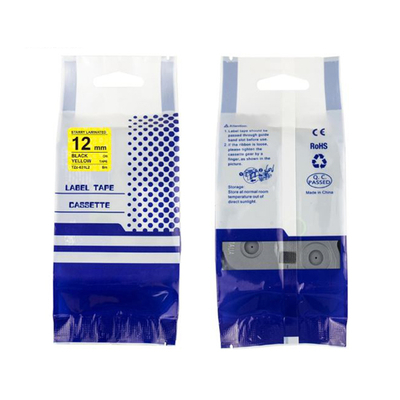 Brother TZc-631L2 Yıldızlı Sarı Üzerine Siyah Muadil Etiket Şeridi 12 mm x 8 m - BROTHER