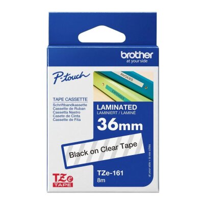 Brother TZe-161 36mm Şeffaf üzerine Siyah Laminasyonlu Etiket - PT-9400 - BROTHER