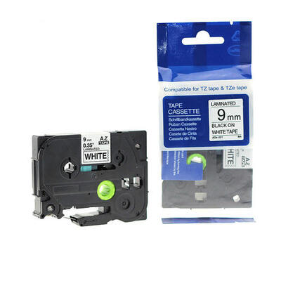 Brother TZe-221 Beyaz Üzerine Siyah Muadil Etiket Şeridi 9mm x 8m (T13438) - BROTHER