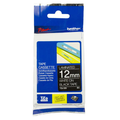 Brother TZE-335 (12MM) Siyah Lamine Etiket (T7524) - BROTHER
