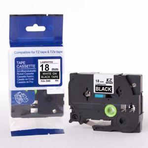 Brother TZE-345 Siyah Üzerine Beyaz Muadil Etiket Şeridi 18mm x 8m - PT-1300 (T10745) - BROTHER