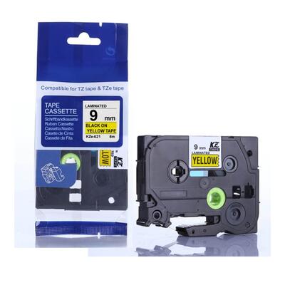 Brother TZe-621 Sarı Üzerine Siyah Muadil Etiket Şeridi 9mm x 8m (T13437) - BROTHER
