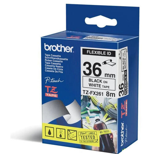 Brother TZe-FX261 Black On White Original Label Ribbon 36mm x 8m - PT-3600 