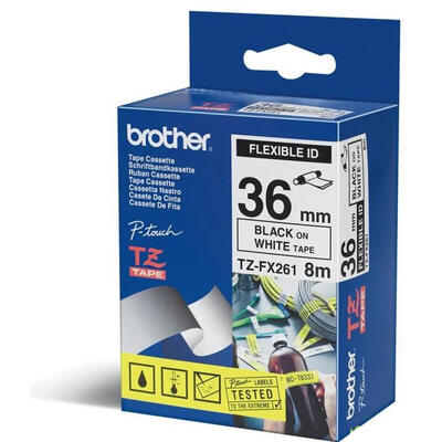 Brother TZe-FX261 Black On White Original Label Ribbon 36mm x 8m - PT-3600 - BROTHER