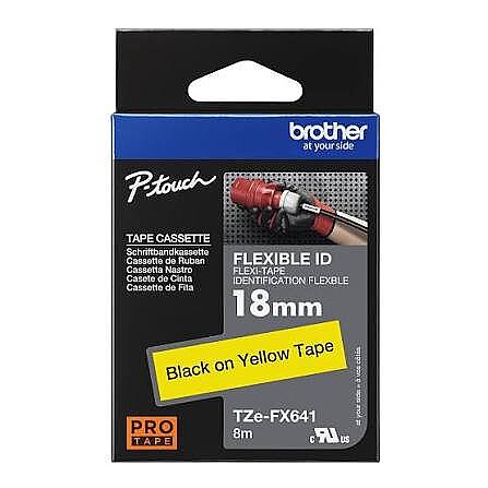 Brother TZe-FX641 (18MM) Sarı üzerine Siyah Esnek Laminasyonlu Etiket - 1