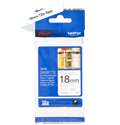 Brother TZ-N241 Black on White Non Laminated Tape 18mm x 8m - PT-1750 - BROTHER