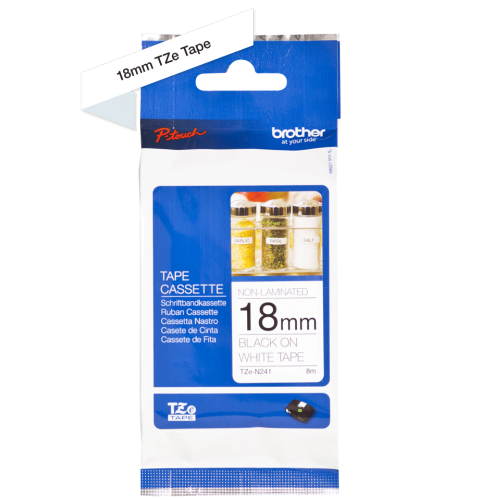 Brother TZ-N241 Black on White Non Laminated Tape 18mm x 8m - PT-1750 - 1