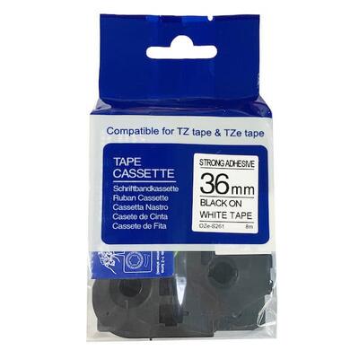 Brother TZe-S261 Beyaz Üzerine Siyah Muadil Etiket Şeridi 36mm x 8m (T13432) - BROTHER
