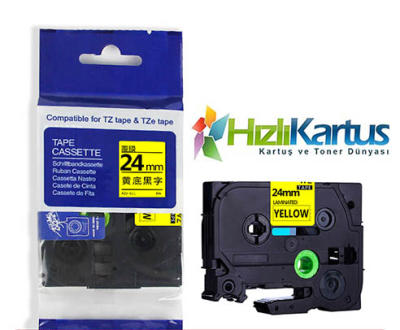 Brother TZe-S651 Black On Yellow Compatible Label Ribbon 24mm x 8m - PT-1400 - BROTHER