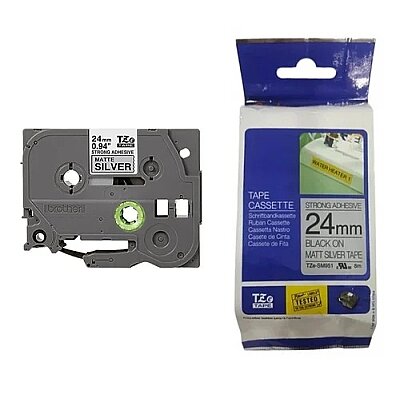 Brother Tze-SM951 Muadil Mat Gümüş Üzeri Siyah Laminasyonlu Etiket - 24mm - BROTHER