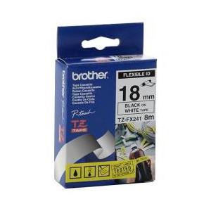 BROTHER - Brother TZFX241 (TZe-FX241) 18MM Beyaz Üzerine Siyah Esnek Laminasyonlu Etiket (T7336)