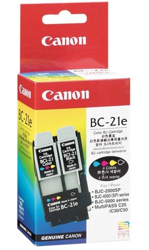 Canon BC-21E (0899A002) Original Ink Printhead + Black And Color Cartridge - BJC-2000 / BJC-2100 (T2094)