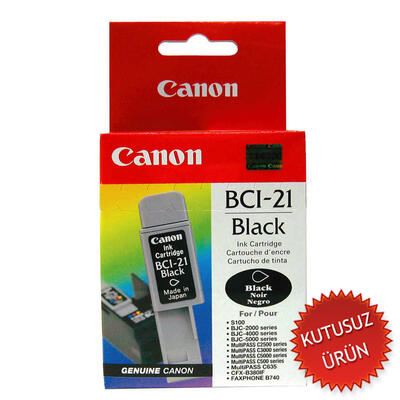 CANON - Canon BCI-21BK (0954A373AA) Black Original Ink Cartridge - BJC-2000 / BJC-2100 (Without Box) (T13360)