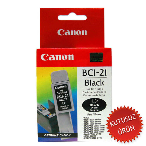 Canon BCI-21BK (0954A373AA) Black Original Ink Cartridge - BJC-2000 / BJC-2100 (Without Box) (T13360)
