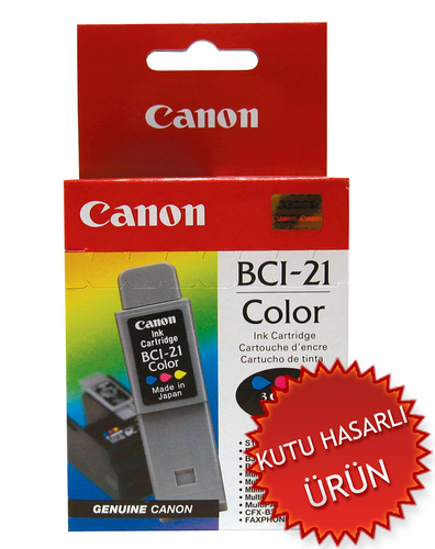 Canon BCI-21C (0955A003) Color Original Ink Cartridge - BJC-2000 / BJC-2100 (Damaged Box) (T17557)