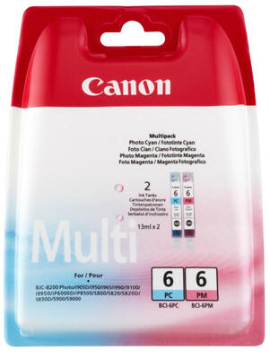 Canon BCI-6PC / BCI-6PM (4709A018AA) Twin Pack Original Cartridge - BJC-8200 (T13045) - CANON