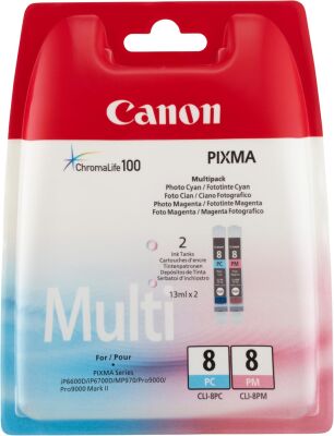 Canon CLI-8PC / CLI-8PM (0624B026AA) Twin Pack Original Cartridge - IP3300 / IP4200 (T13048) - CANON