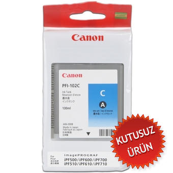 CANON - Canon PFI-102C (0896B001) Cyan Original Cartridge - IPF500 / IPF600 / IPF700 (Without Box) (T7914) 