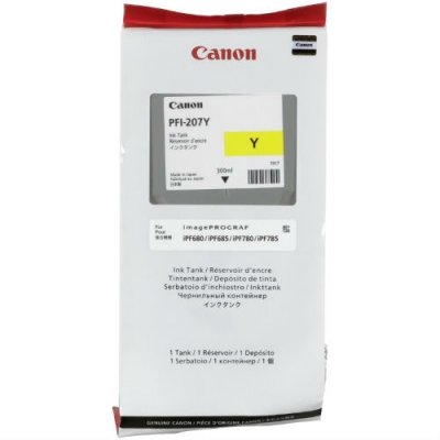 CANON - Canon PFI-207Y (8792B001) Sarı Orjinal Kartuş - İPF680 / İPF685 (T6714)