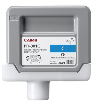 Canon PFI-301C (1487B001) Cyan Original Cartridge 330 Ml. - iPF8000 / iPF8100 (T13128) - CANON