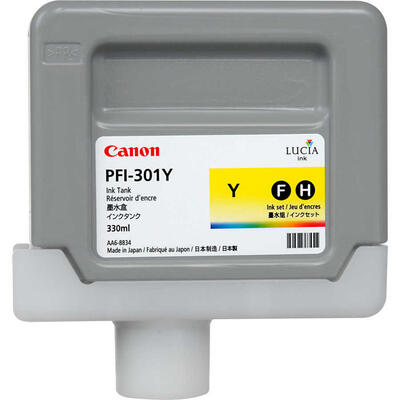 Canon PFI-301Y (1486B001) Yellow Original Cartridge 330 Ml. - iPF8000 / iPF8100 (T13129) - CANON