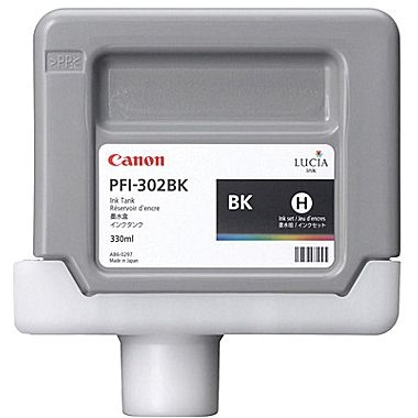 Canon PFI-302BK (2216B001AA) Black Original Cartridge 330 Ml. - iPF8000 / iPF8100 (T2491)