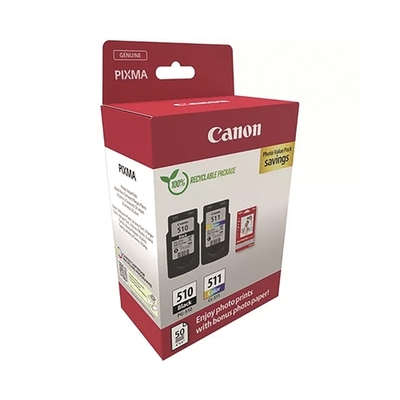 Canon PG-510 / CL-511 (2970B017) 2 Pack Original Cartridge (With Photo Value Paper Gift) - MX340 - CANON