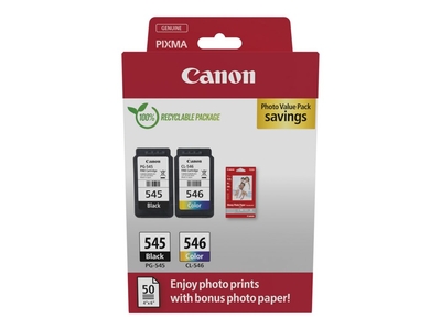 Canon PG-545 / CL-546 (8287B008) Dual Pack Original Cartridge - MG2450 / MG2550 (Photo Paper Gift) - CANON
