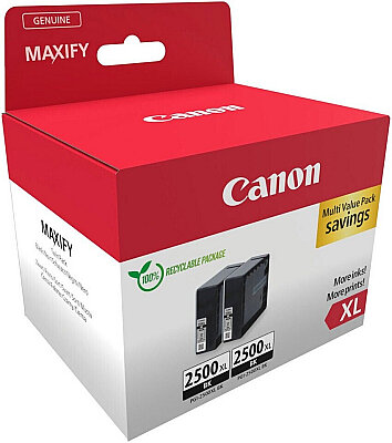 Canon PGI-2500XL (9254B011) BK İkili Paket Siyah Orjinal Kartuş Yüksek Kapasiteli - Maxify iB4050 / MB5050 - CANON
