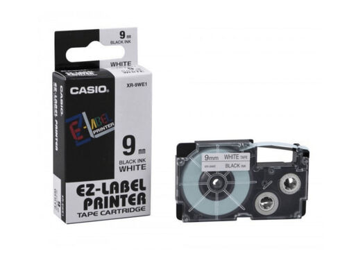 Casio XR9WE1 Beyaz Üzerine Siyah Orjinal Etiket Şeridi 9mm (T16500)