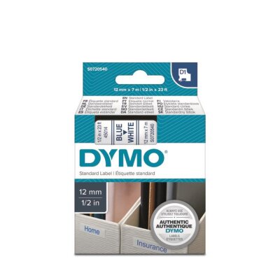 Dymo 45014 Beyaz/Mavi D1 Yedek Şerit (12 mm x 7 mt) - DYMO