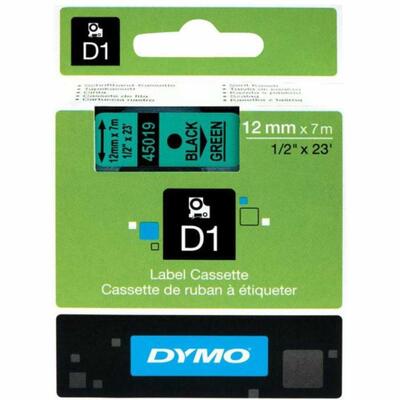 DYMO - Dymo 45019 D1 45019 12mm x 7m Black Original Strip on Green - S0720590