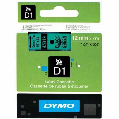 Dymo 45019 D1 45019 12mm x 7m Black Original Strip on Green - S0720590 - DYMO
