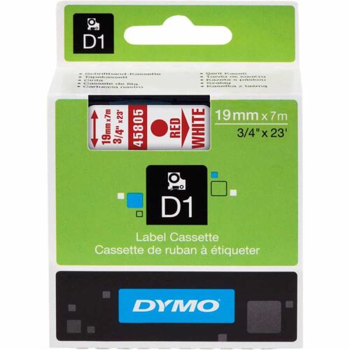 Dymo 45805 White Red D1 Spare Strip 19 mm x 7 m - S0720850