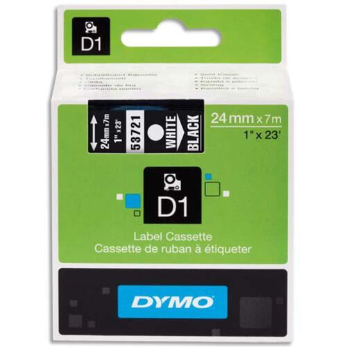 Dymo 53721 Black White D1 Spare Strip 24mm x 7mt